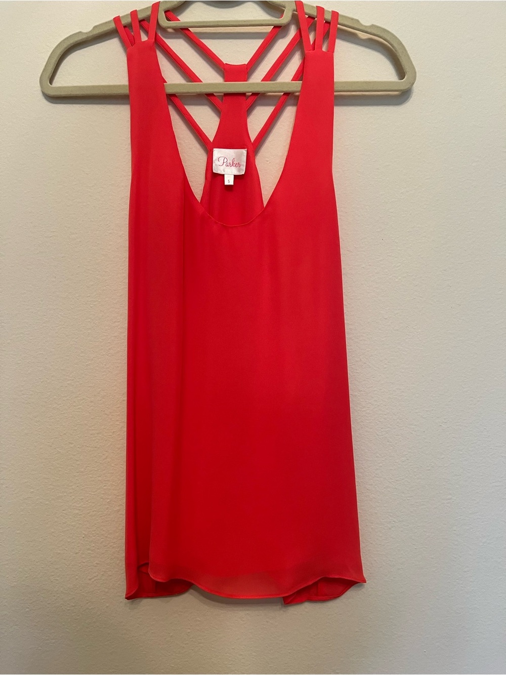 Parker Silk Tangerine Color Strappy Back Women's Tank Top
